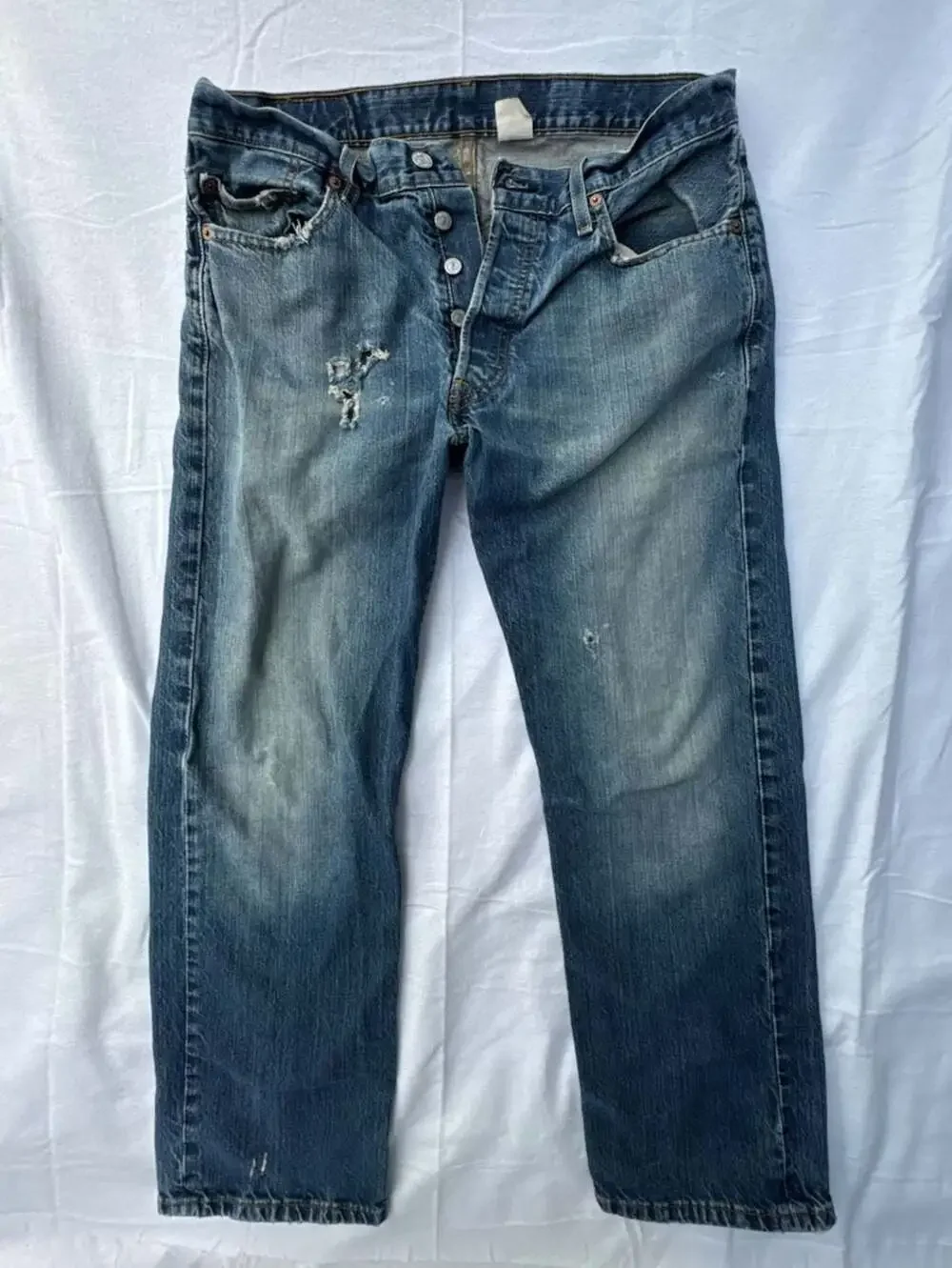 Levi's Vintage 501 Distressed Button Fly Straight Leg Jeans